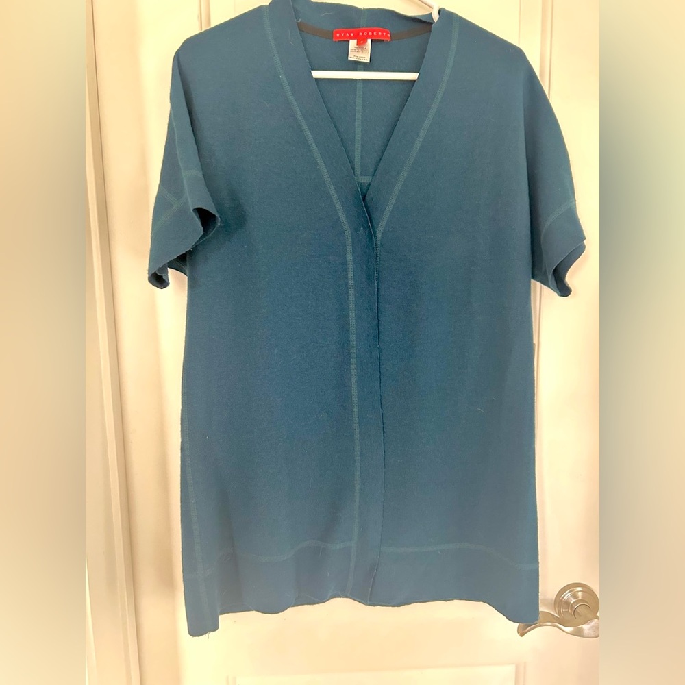 Elegant Dark Teal Women's Short Sleeve Cardigan Size Small NWT